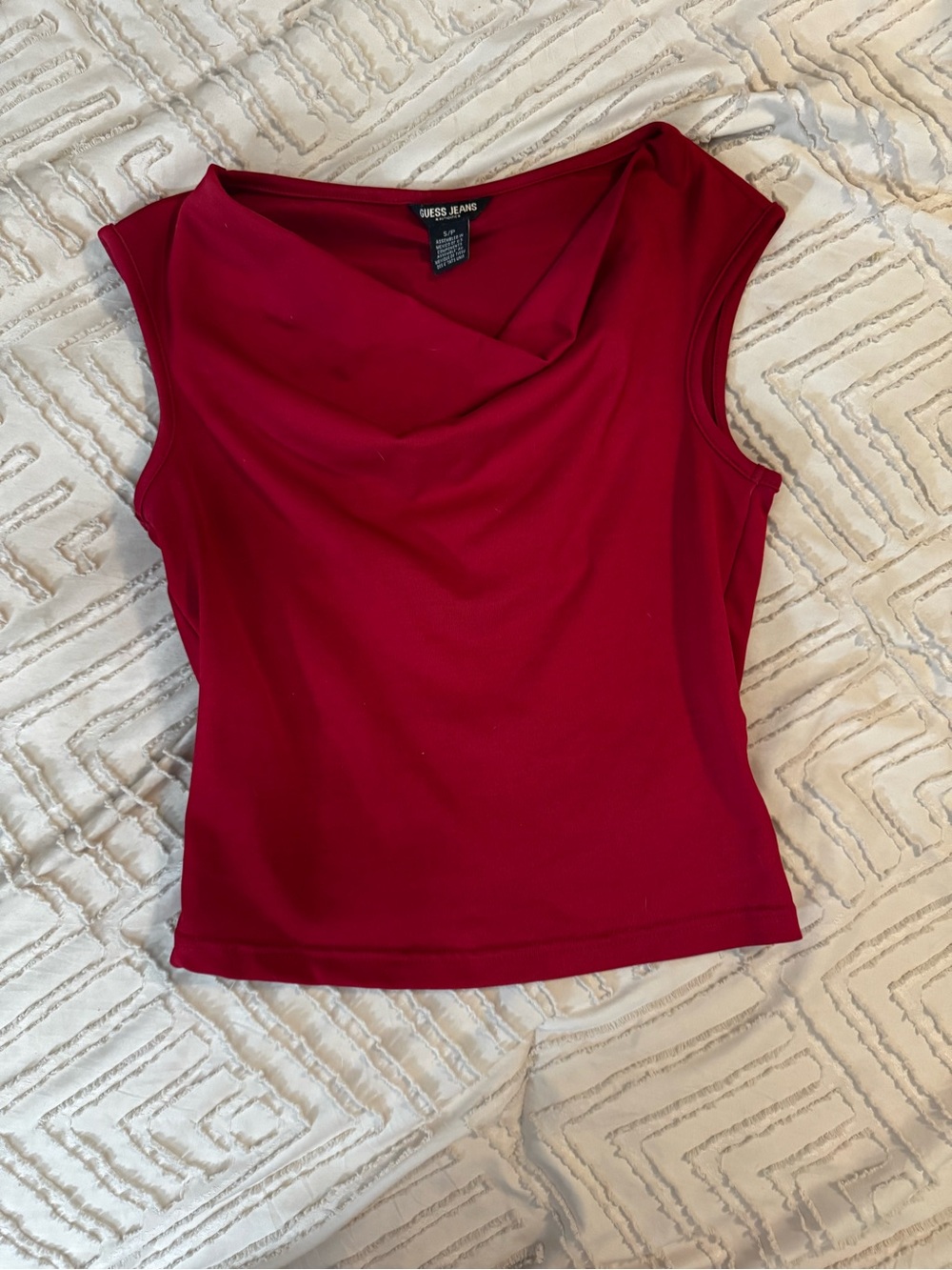 Guess Red Sleeveless Draped Neck Camisole